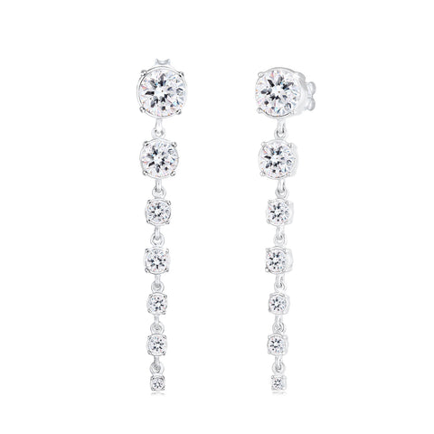 Silber - Elli PREMIUM | Ohrhänger| Kristall ( Weiß ) | 925er Sterling Silber