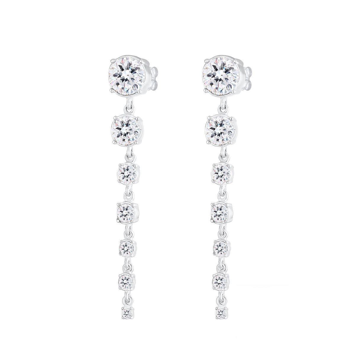 Silber - Elli PREMIUM | Ohrhänger| Kristall ( Weiß ) | 925er Sterling Silber