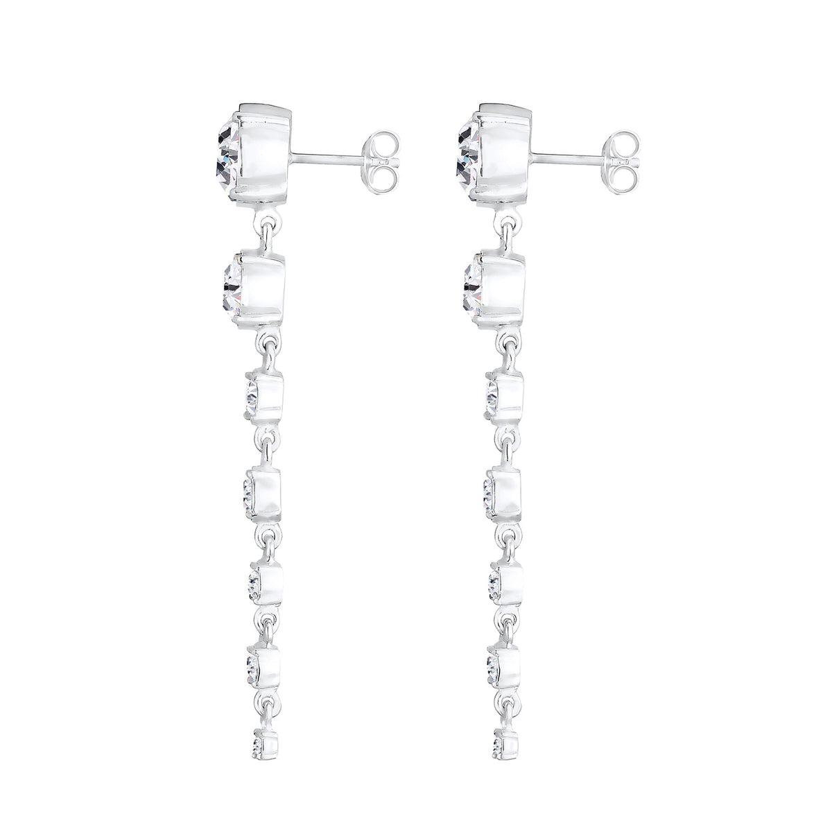Silber - Elli PREMIUM | Ohrhänger| Kristall ( Weiß ) | 925er Sterling Silber