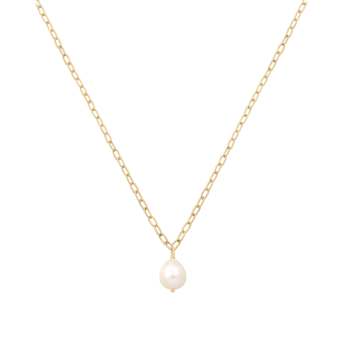Gold - Elli PREMIUM | Glieder-Halskette | Süßwasserperle | 925 Sterling Silber vergoldet