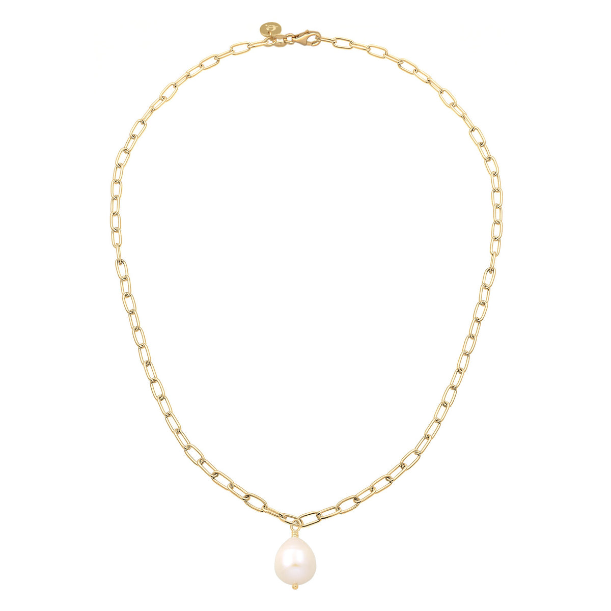 Gold - Elli PREMIUM | Glieder-Halskette | Süßwasserperle | 925 Sterling Silber vergoldet