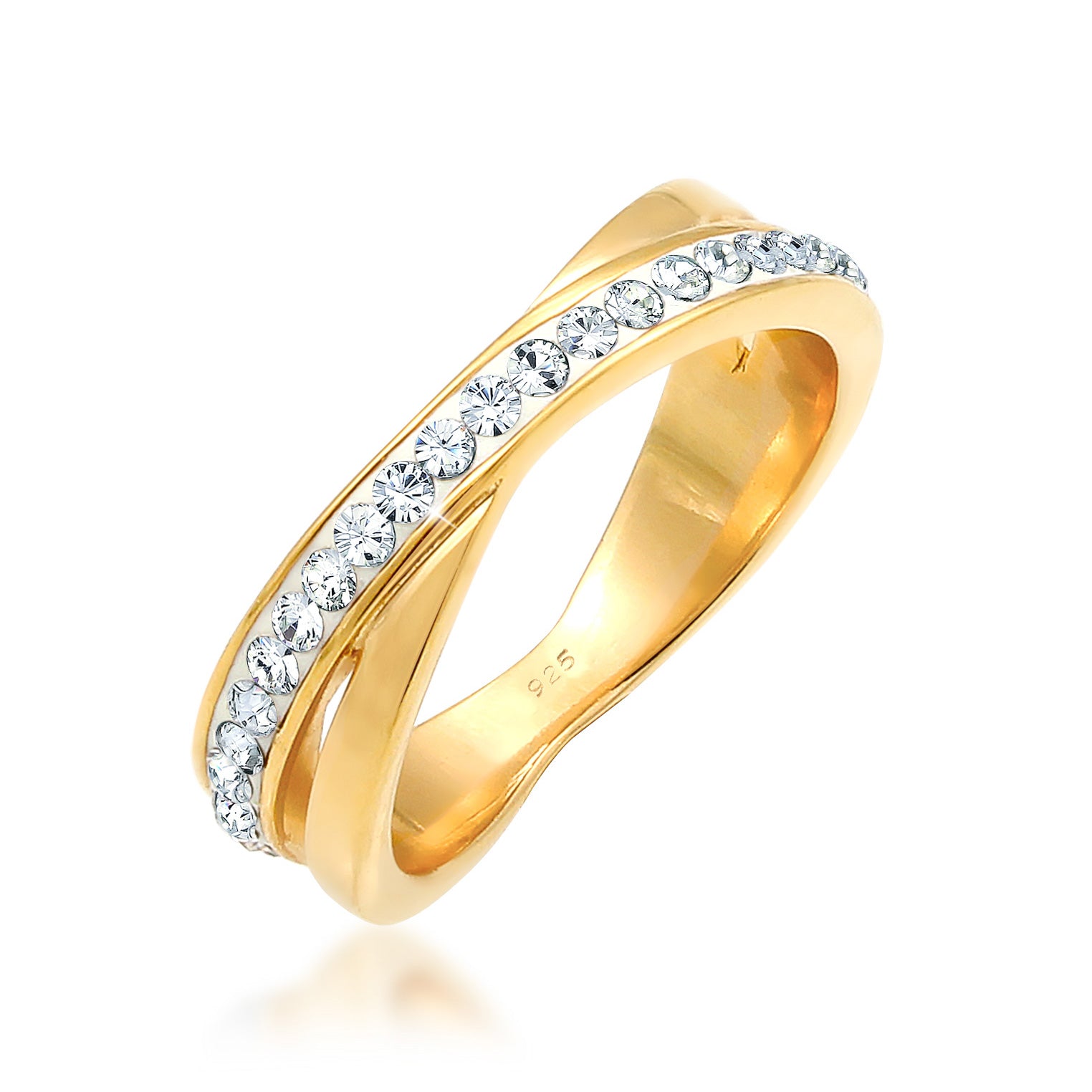 Gold - Elli | Verlobungsring | Kristall ( Weiß ) | 925 Sterling Silber vergoldet