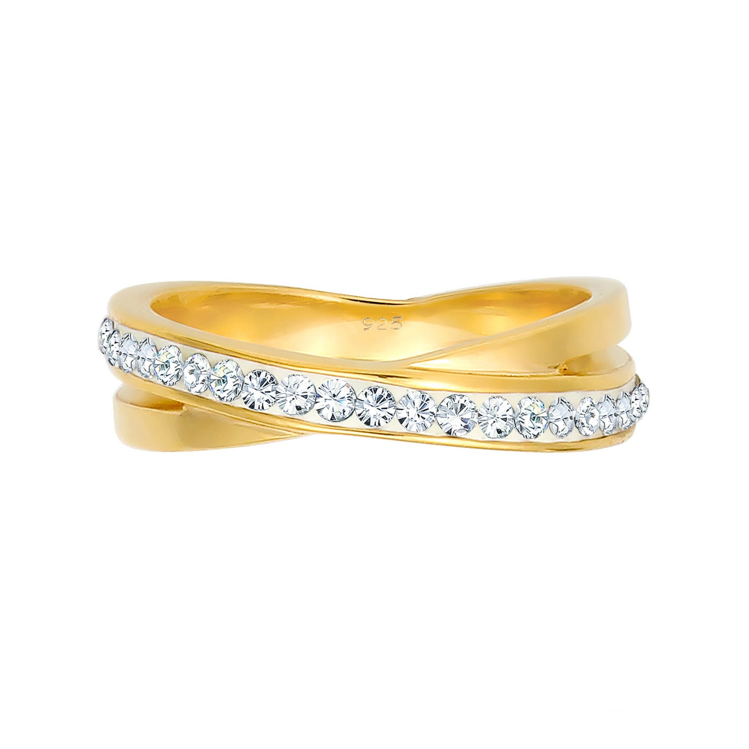 Gold - Elli | Verlobungsring | Kristall ( Weiß ) | 925 Sterling Silber vergoldet