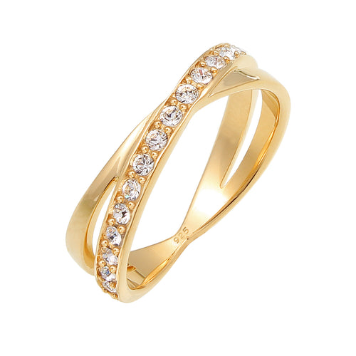 Gold - Elli | Ring | Mit Kristallen von Swarovski® (Weiß) | 925 Sterling Silber vergoldet