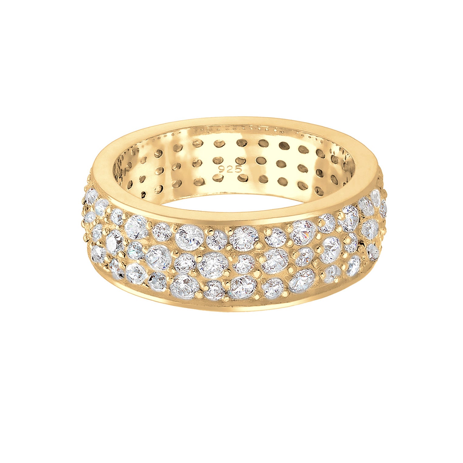 Gold - Elli PREMIUM | Bandring | Zirkonia ( Weiß ) | 925 Sterling Silber vergoldet