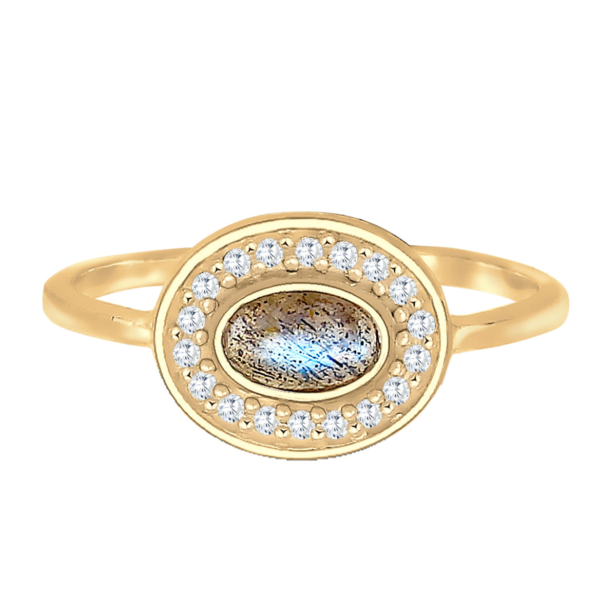 Gold - Elli | Ring | Labradorit ( Grau ) | 925 Sterling Silber vergoldet