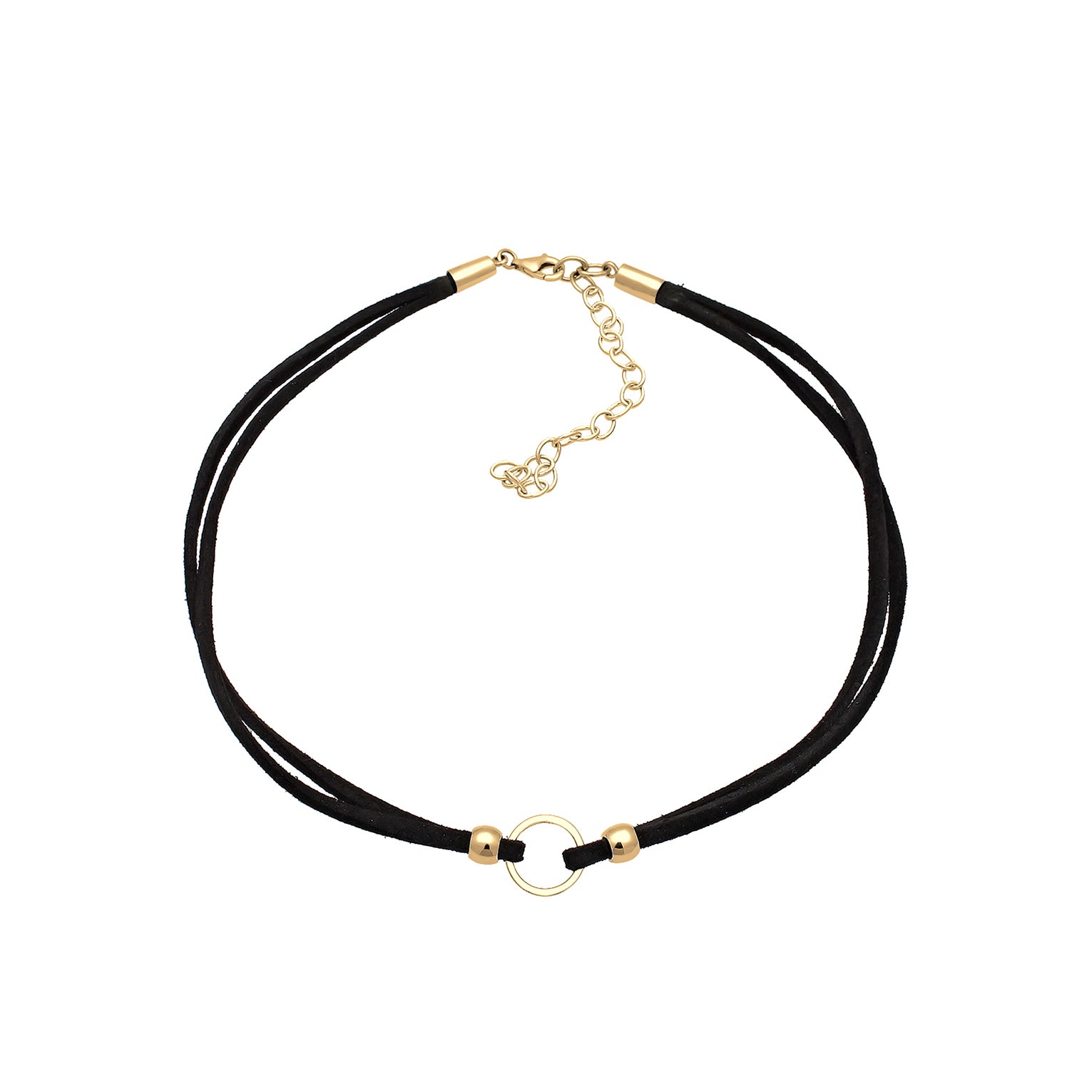 Gold - Elli | Choker | Kunstleder | 925 Sterling Silber vergoldet