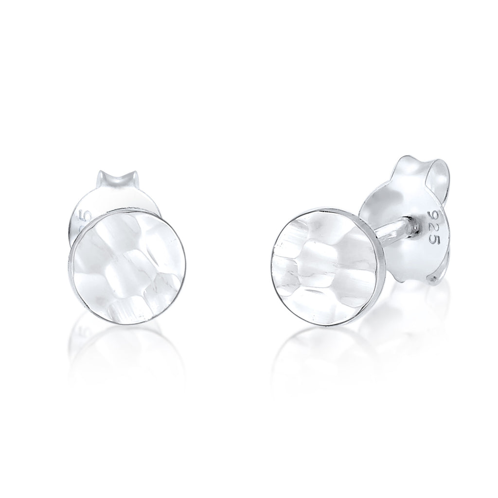 Silber - Elli | Ohrstecker Kreis Gehämmert | 925er Sterling Silber