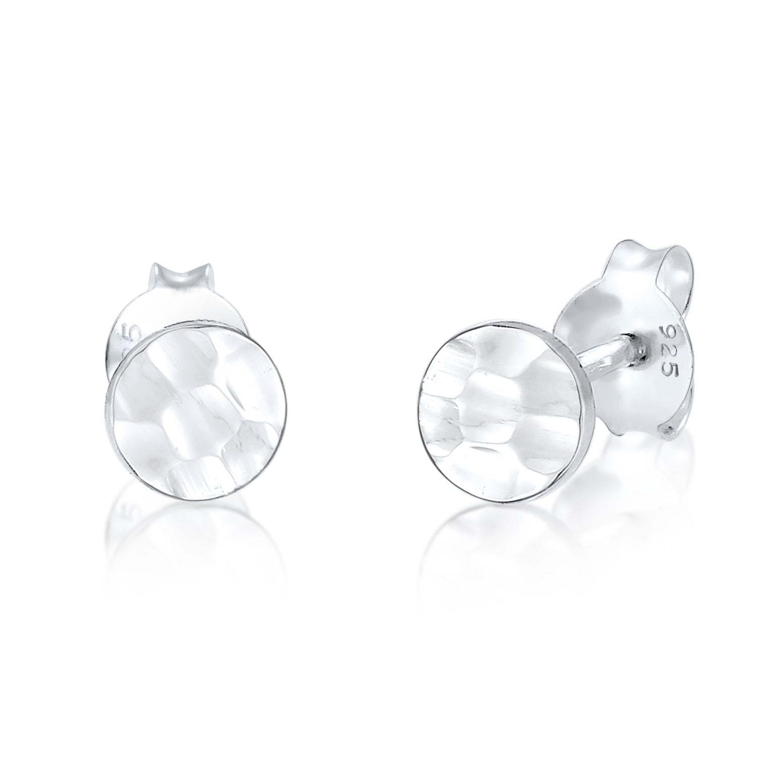 Silber - Elli | Ohrstecker Kreis Gehämmert | 925er Sterling Silber