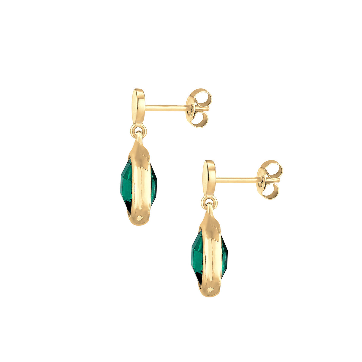 Gold - Elli PREMIUM | Ohrhänger | Quarz ( Grün ) | 925 Sterling Silber vergoldet