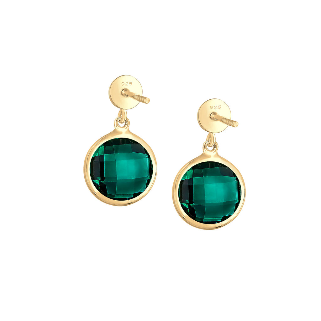 Gold - Elli PREMIUM | Ohrhänger | Quarz ( Grün ) | 925 Sterling Silber vergoldet