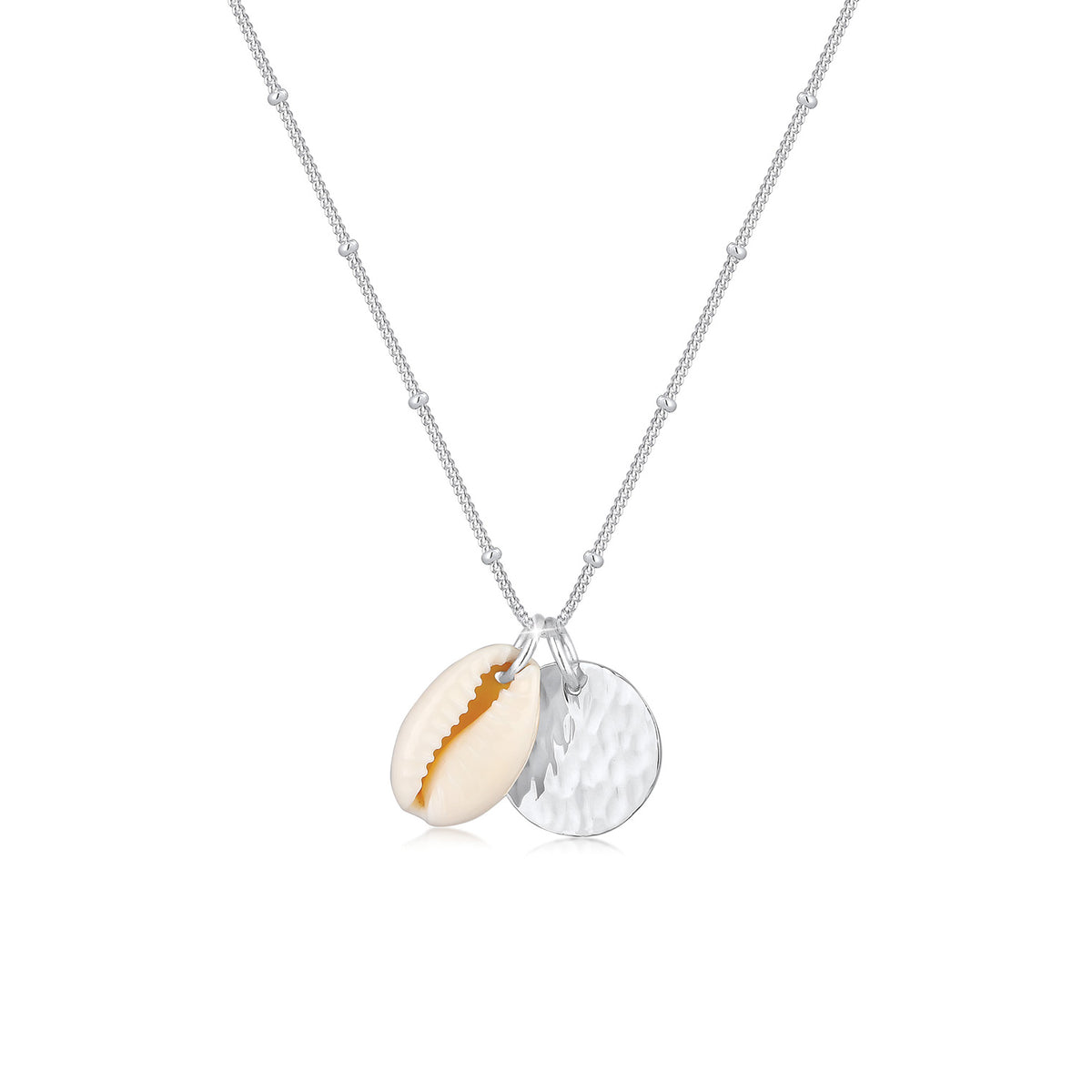 Silber - Elli | Kugel-Halskette Geo | Kauri Muschel | 925er Sterling Silber