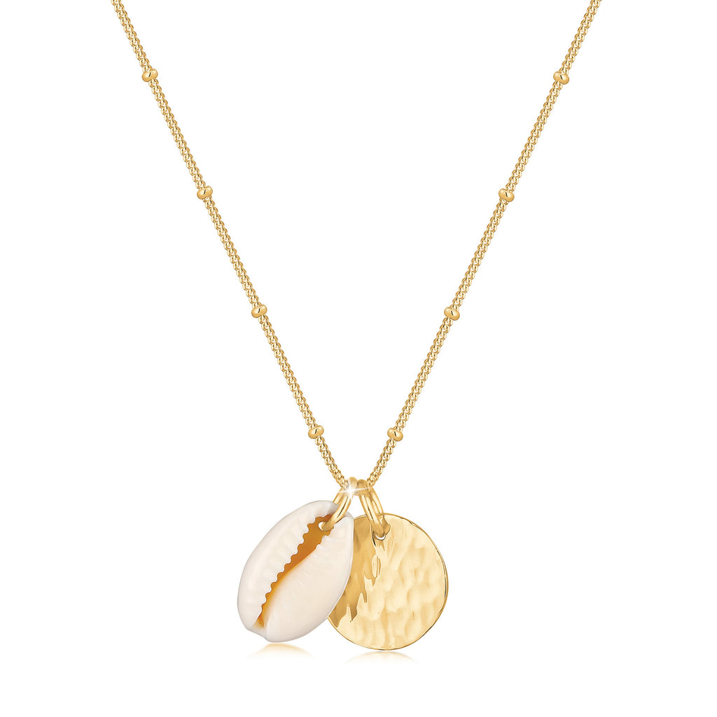 Gold - Elli | Kugel-Halskette Geo | Kauri Muschel | 925 Sterling Silber vergoldet