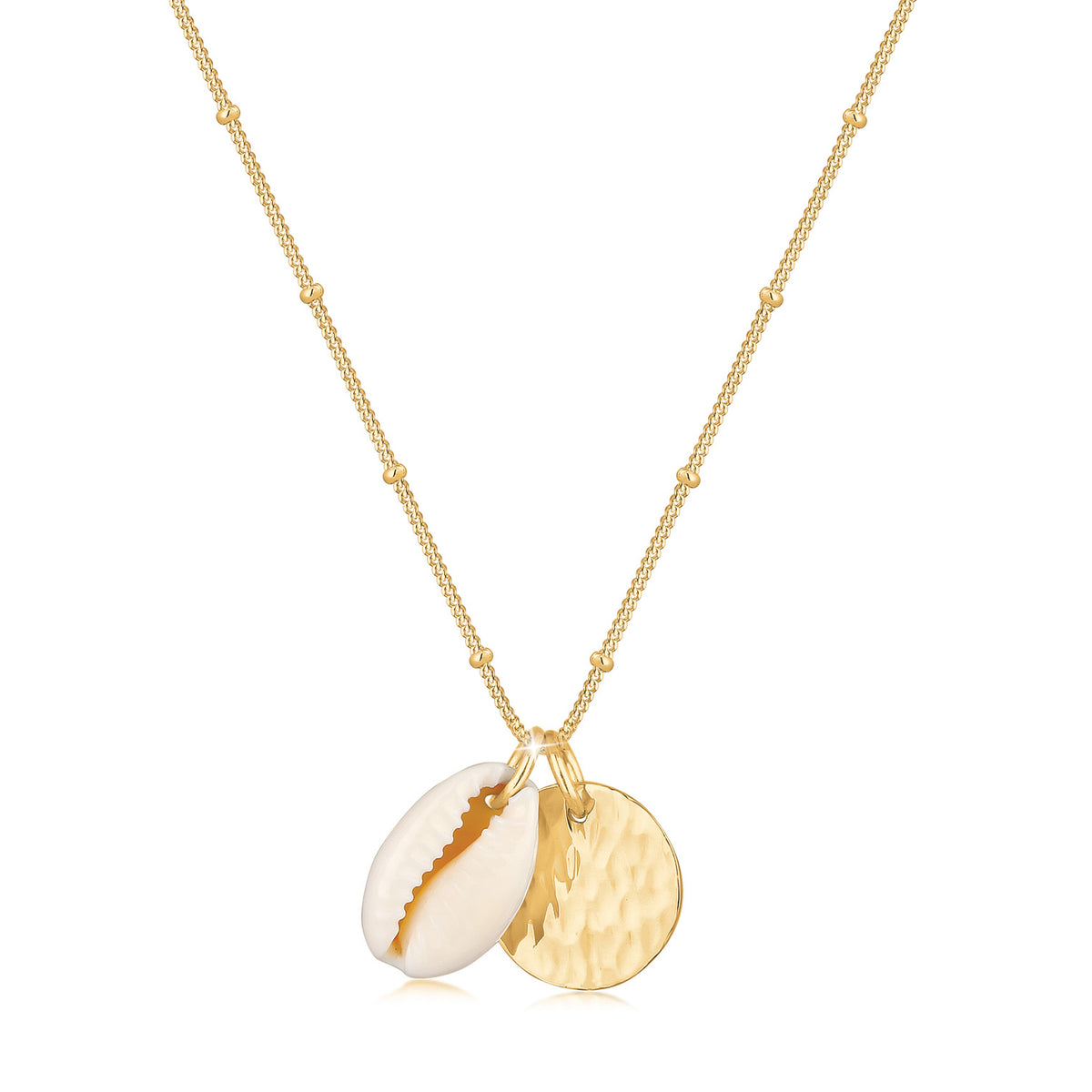 Gold - Elli | Kugel-Halskette Geo | Kauri Muschel | 925 Sterling Silber vergoldet