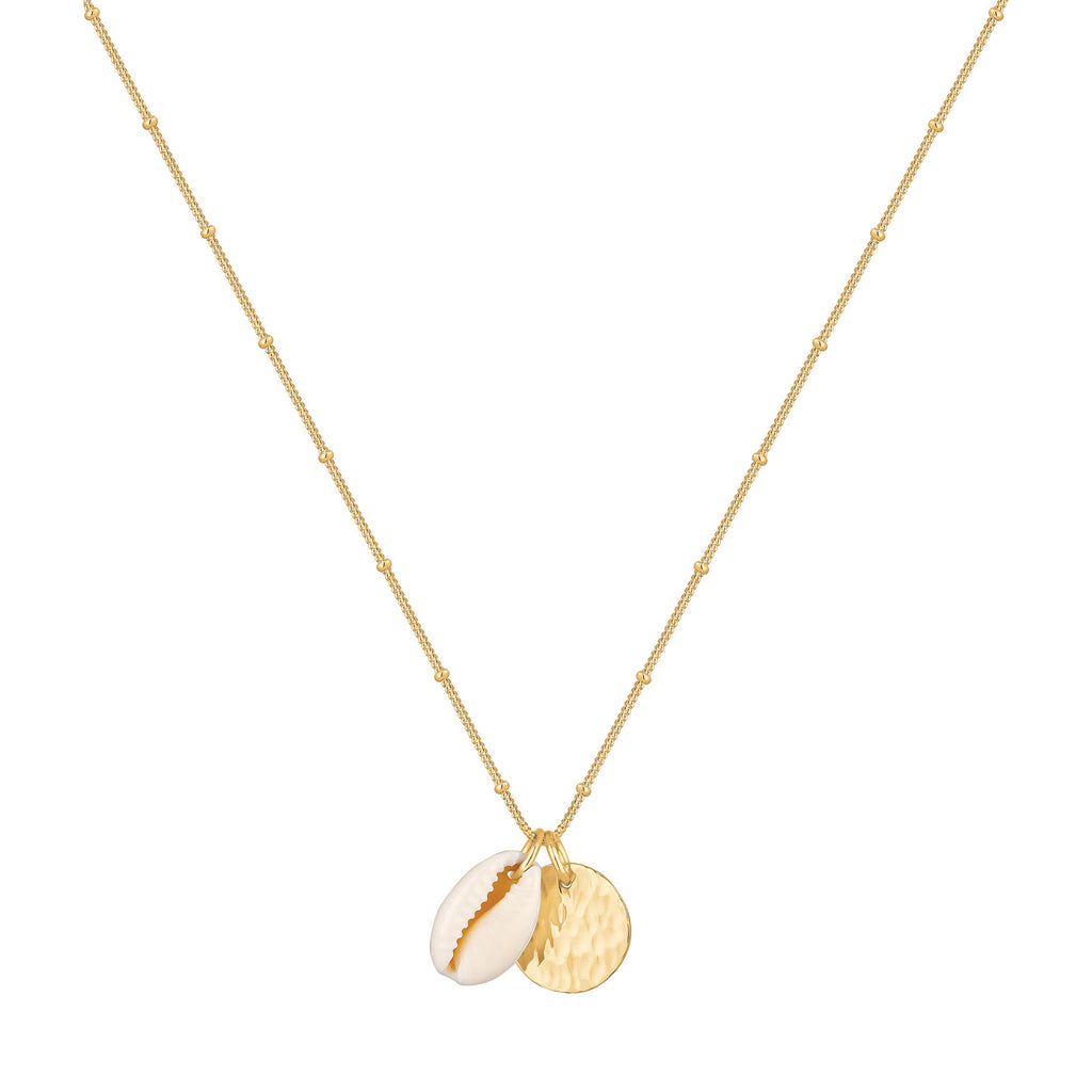 Gold - Elli | Kugel-Halskette Geo | Kauri Muschel | 925 Sterling Silber vergoldet