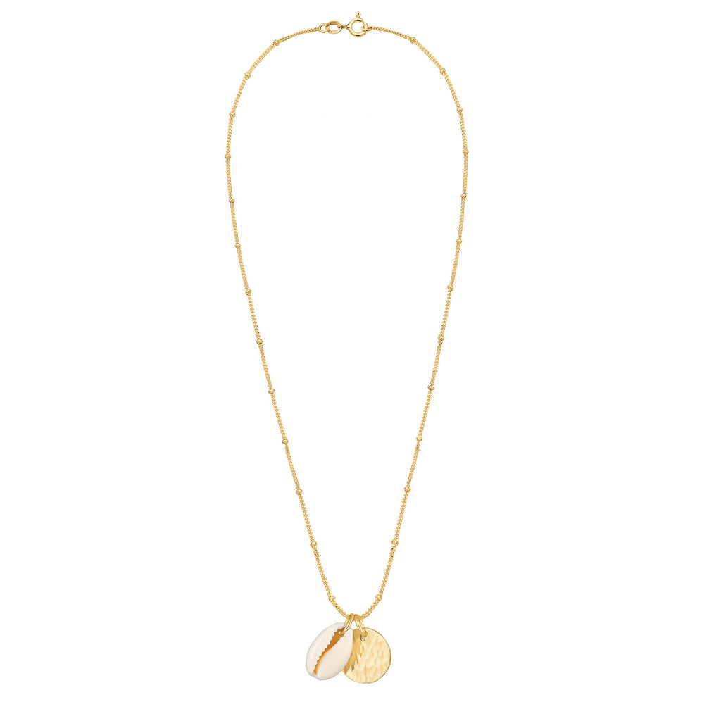 Gold - Elli | Kugel-Halskette Geo | Kauri Muschel | 925 Sterling Silber vergoldet