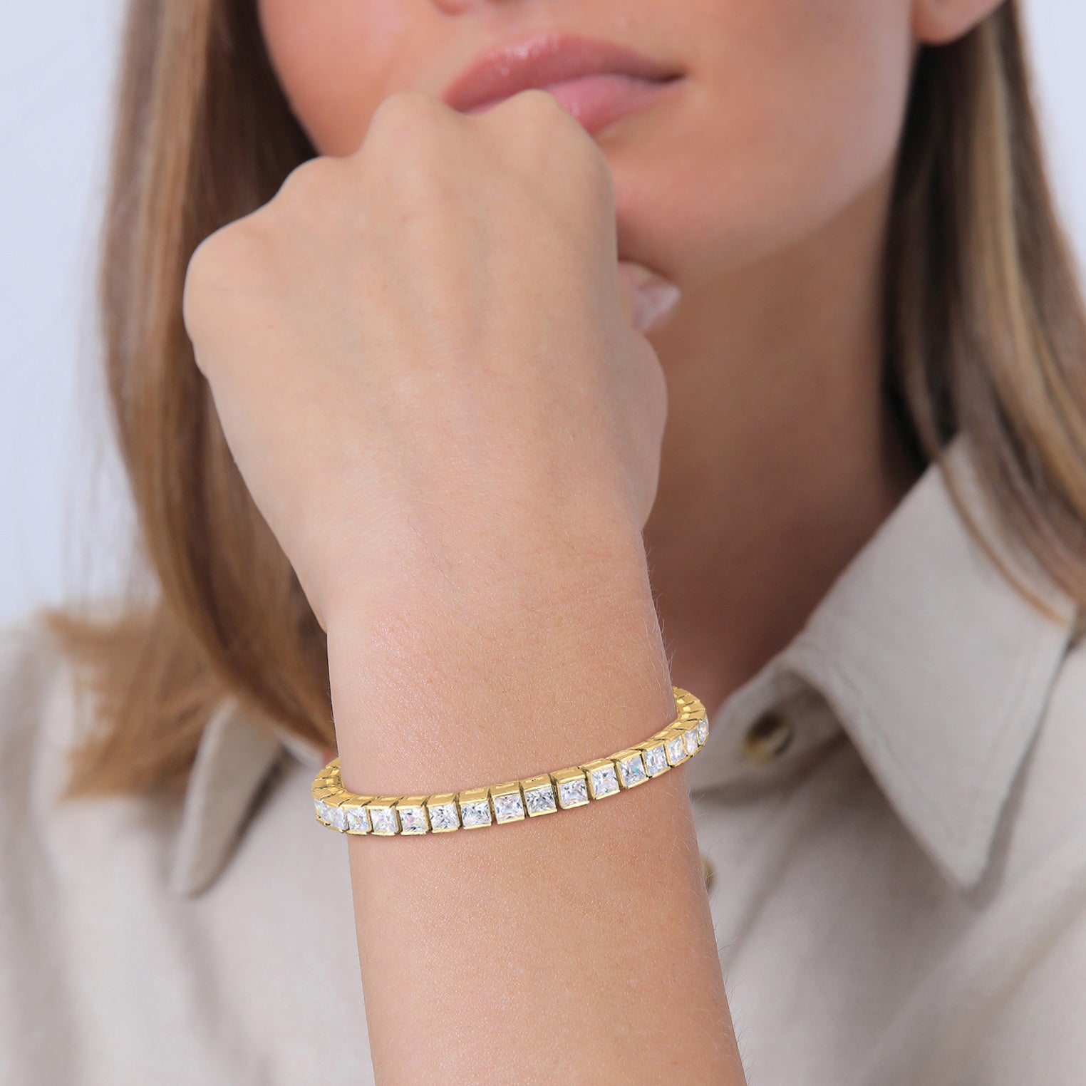 Gold - Elli PREMIUM | Armband | Zirkonia (Weiß) | 925 Sterling Silber vergoldet