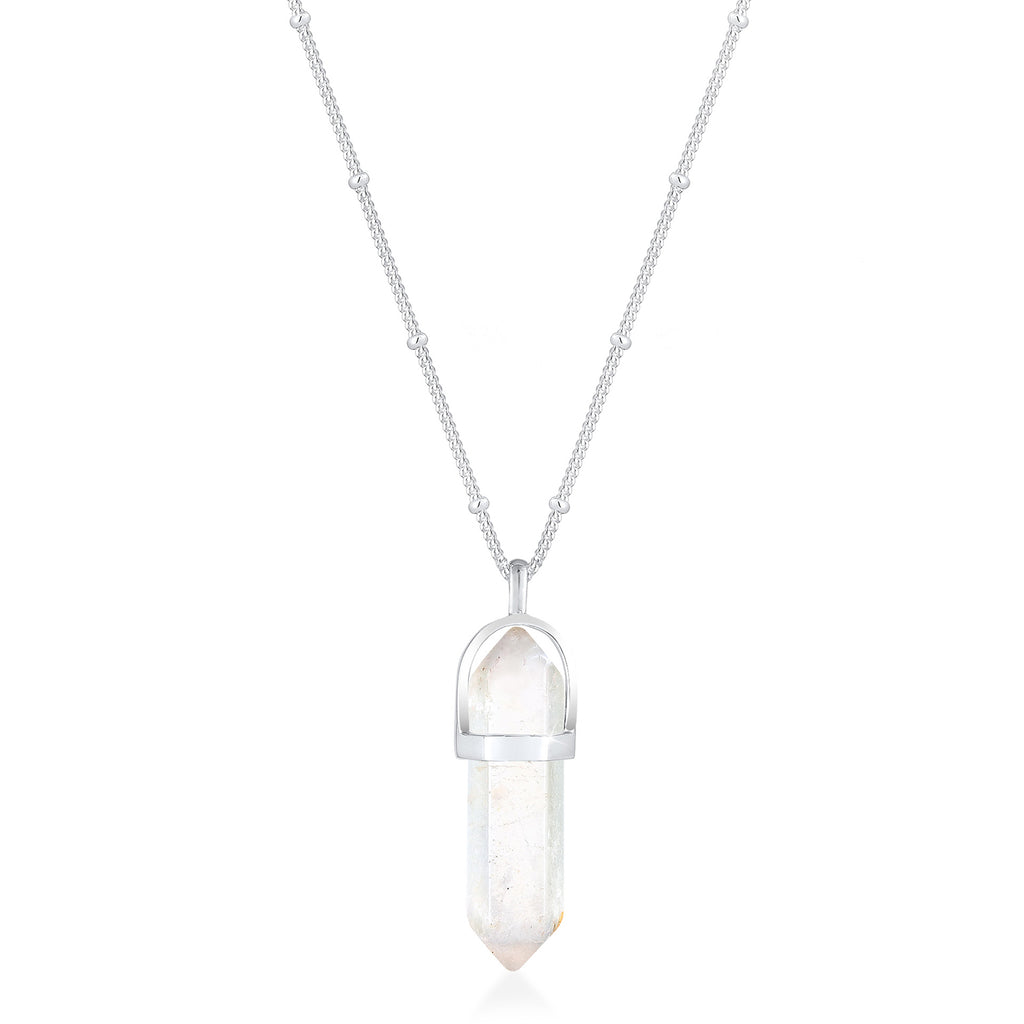 Silber - Elli | Kugel-Halskette | Quarz (Weiß) | 925er Sterling Silber