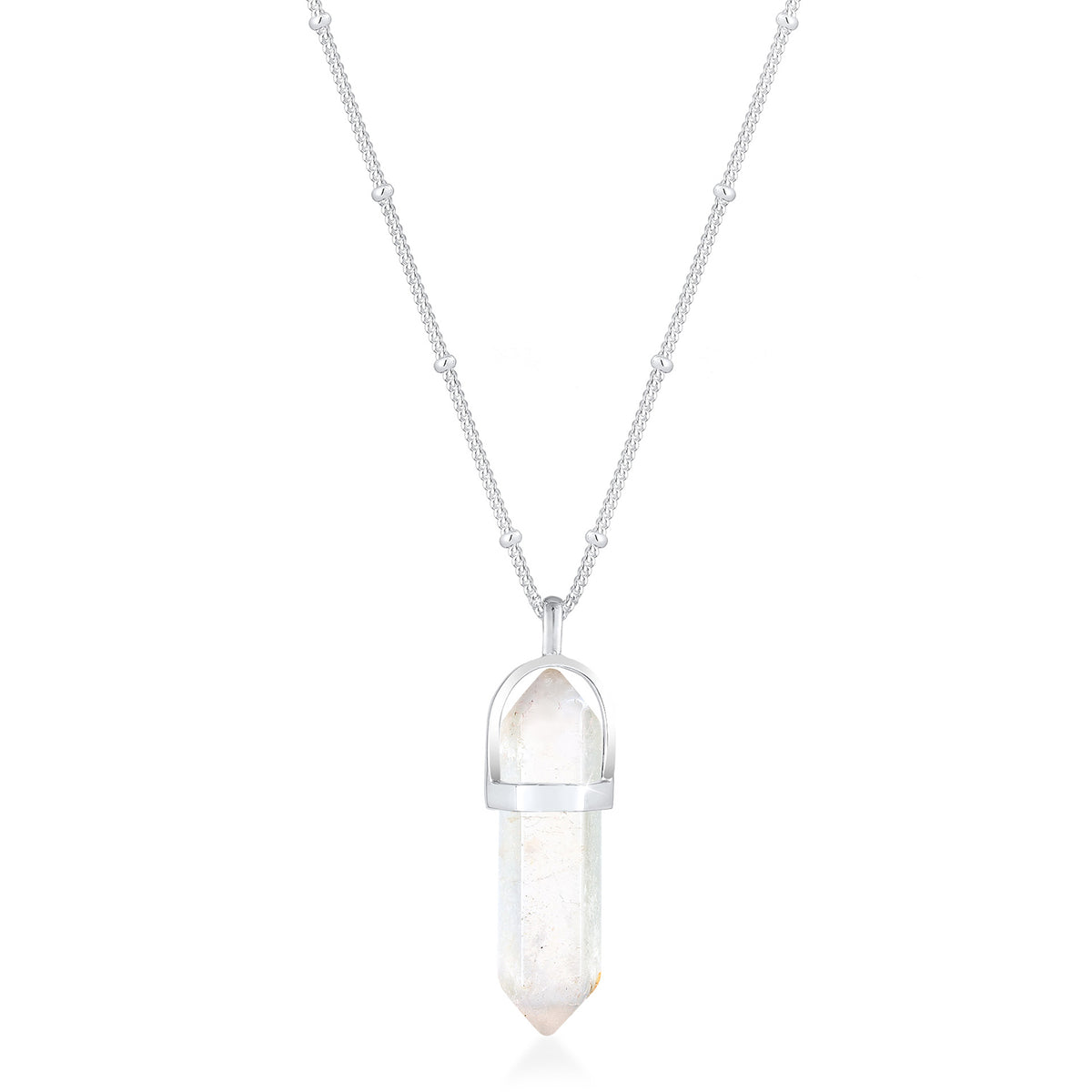 Silber - Elli | Kugel-Halskette | Quarz (Weiß) | 925er Sterling Silber