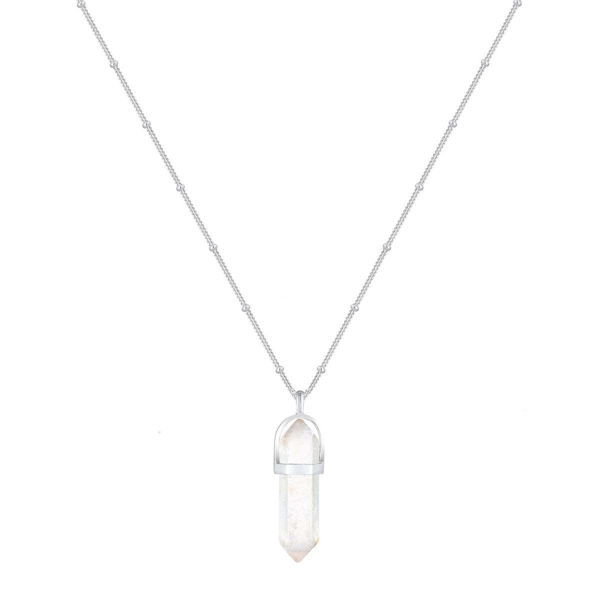 Silber - Elli | Kugel-Halskette | Quarz (Weiß) | 925er Sterling Silber