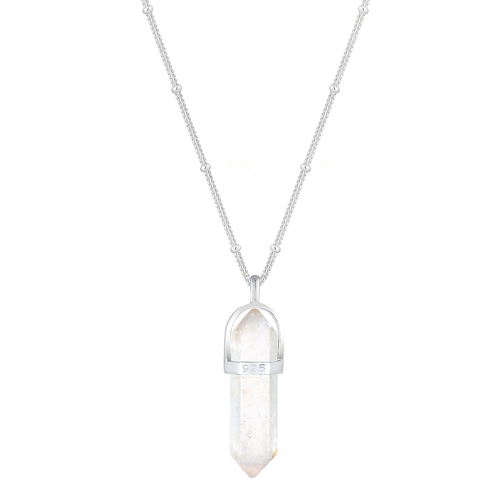 Silber - Elli | Kugel-Halskette | Quarz (Weiß) | 925er Sterling Silber