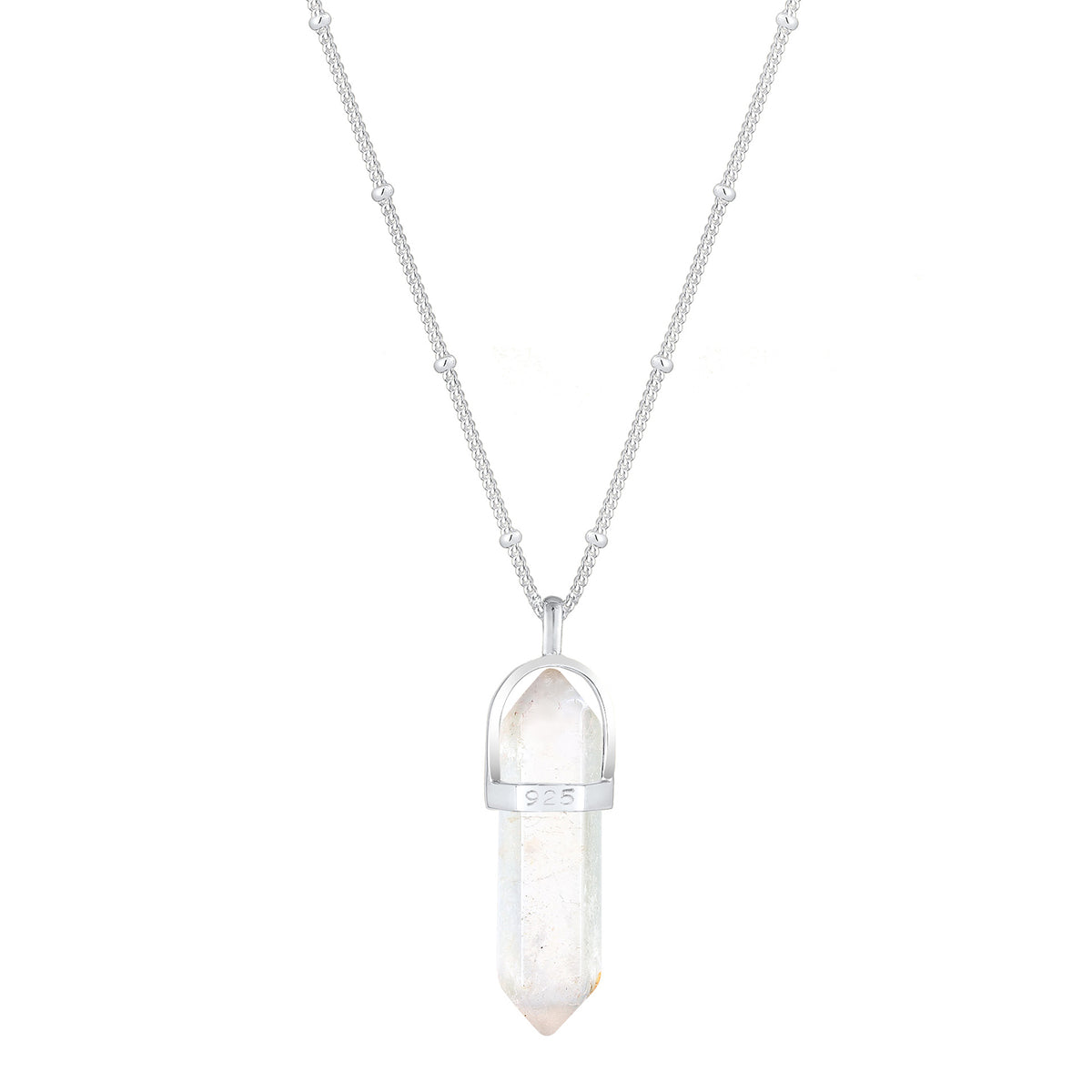 Silber - Elli | Kugel-Halskette | Quarz (Weiß) | 925er Sterling Silber