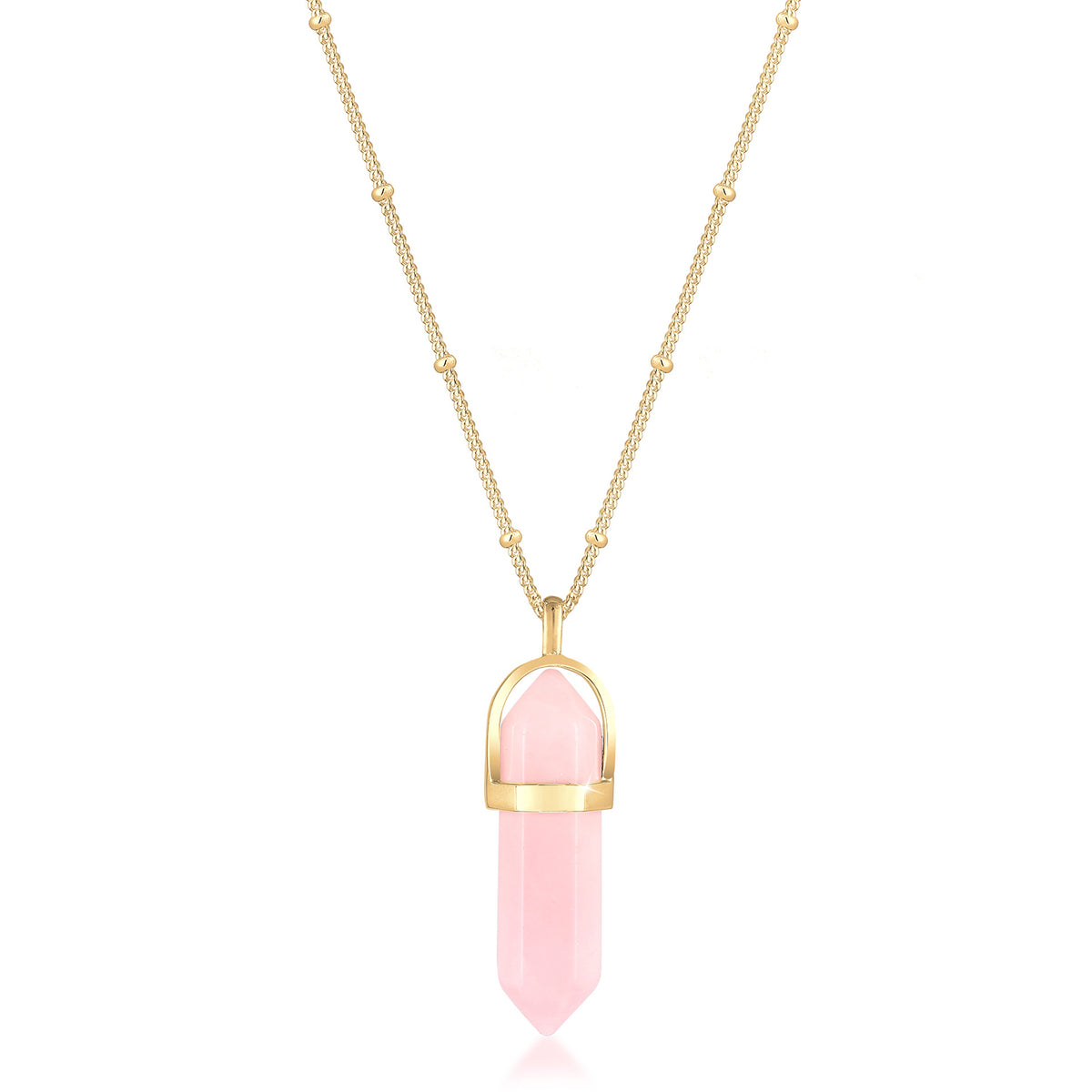 Gold - Elli | Kugel-Halskette | Quarz (Rosa) | 925 Sterling Silber vergoldet