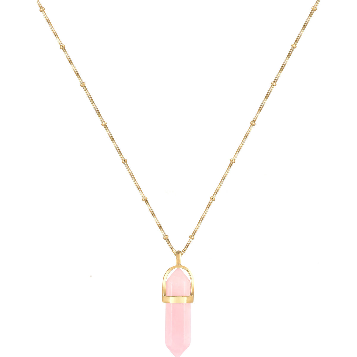 Gold - Elli | Kugel-Halskette | Quarz (Rosa) | 925 Sterling Silber vergoldet