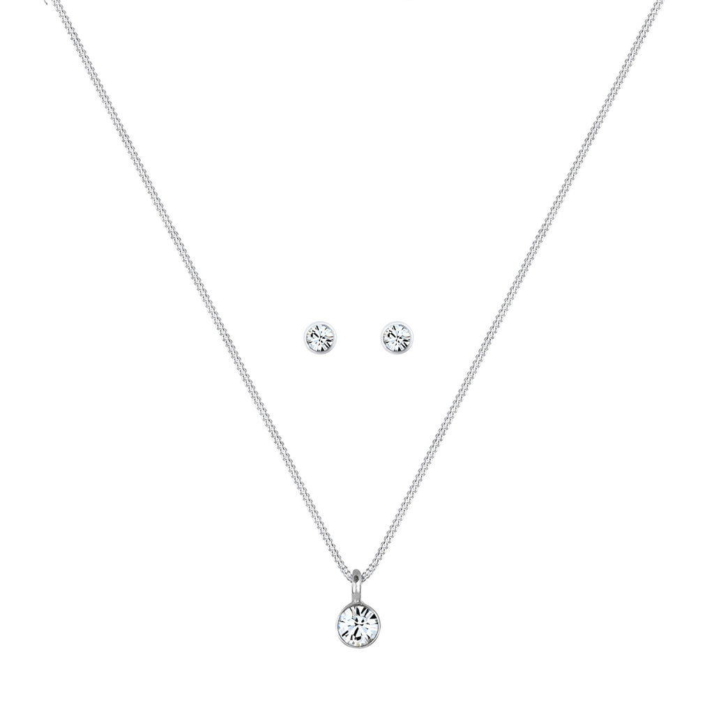 Silber - Elli | Solitär-Kette | mit Kristallen von Swarovski® (Weiß) | 925er Sterling Silber