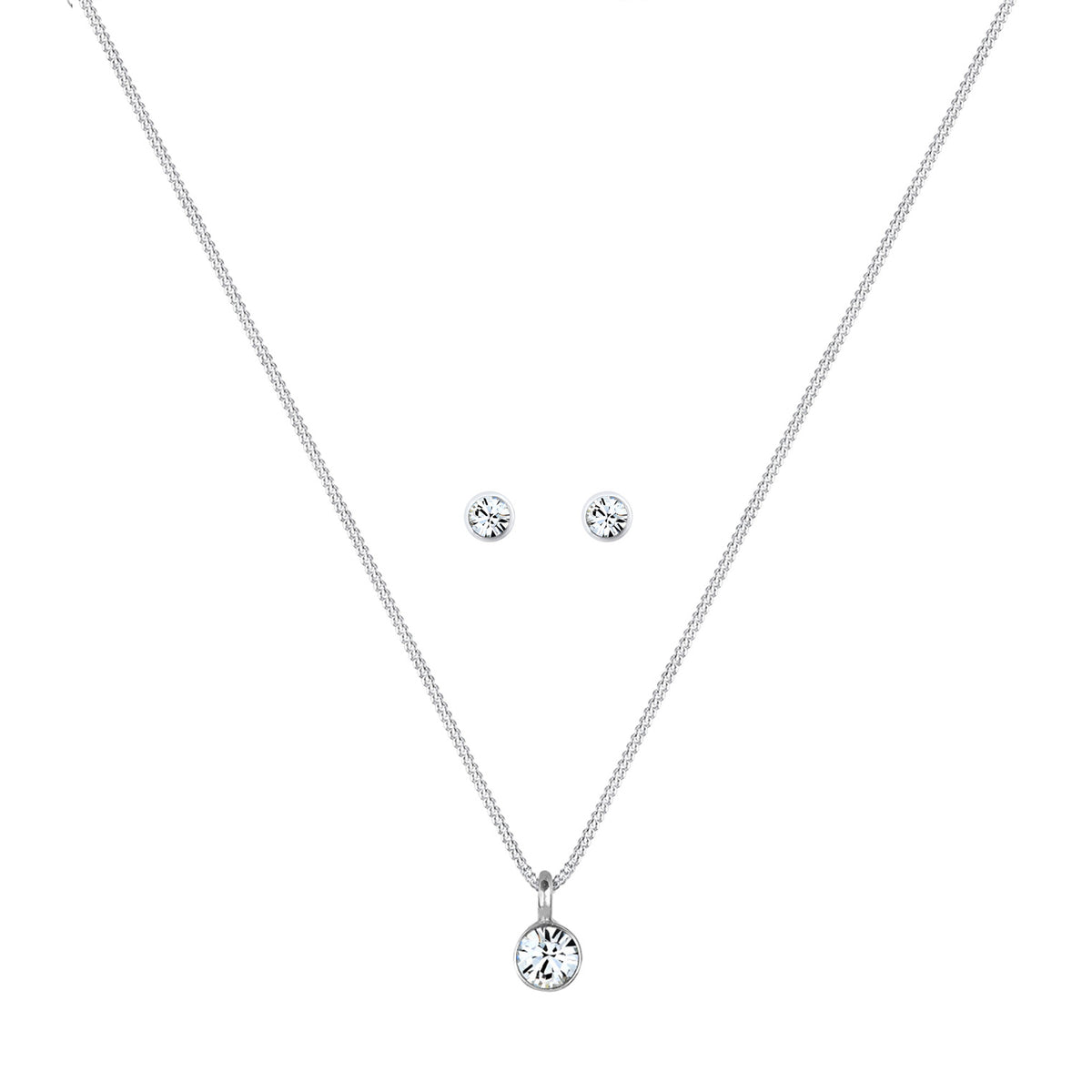 Silber - Elli | Solitär-Kette | mit Kristallen von Swarovski® (Weiß) | 925er Sterling Silber