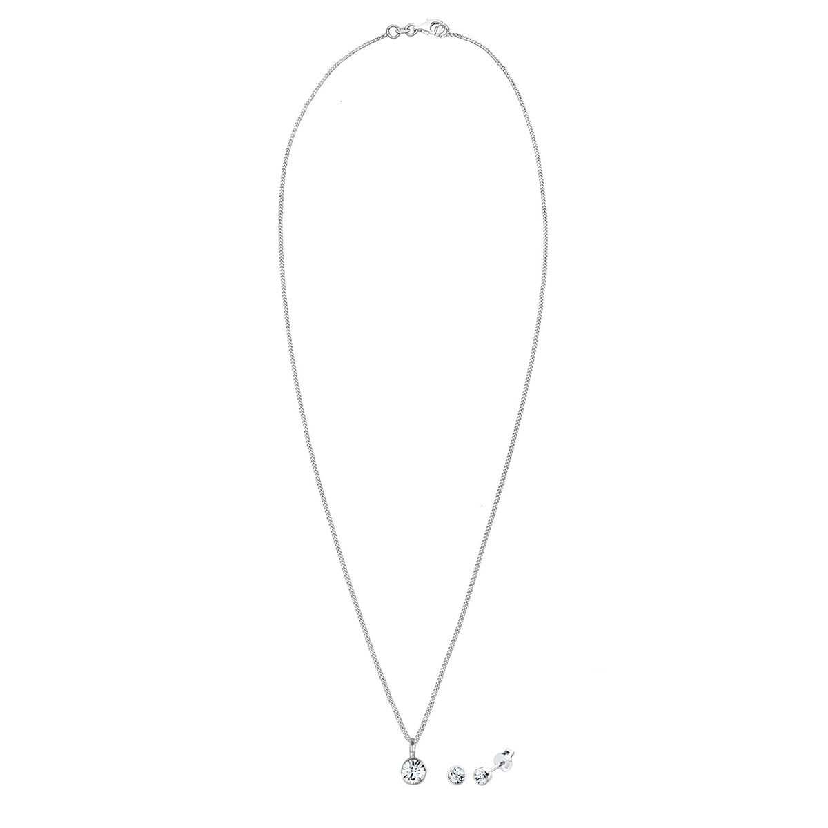 Silber - Elli | Solitär-Kette | mit Kristallen von Swarovski® (Weiß) | 925er Sterling Silber