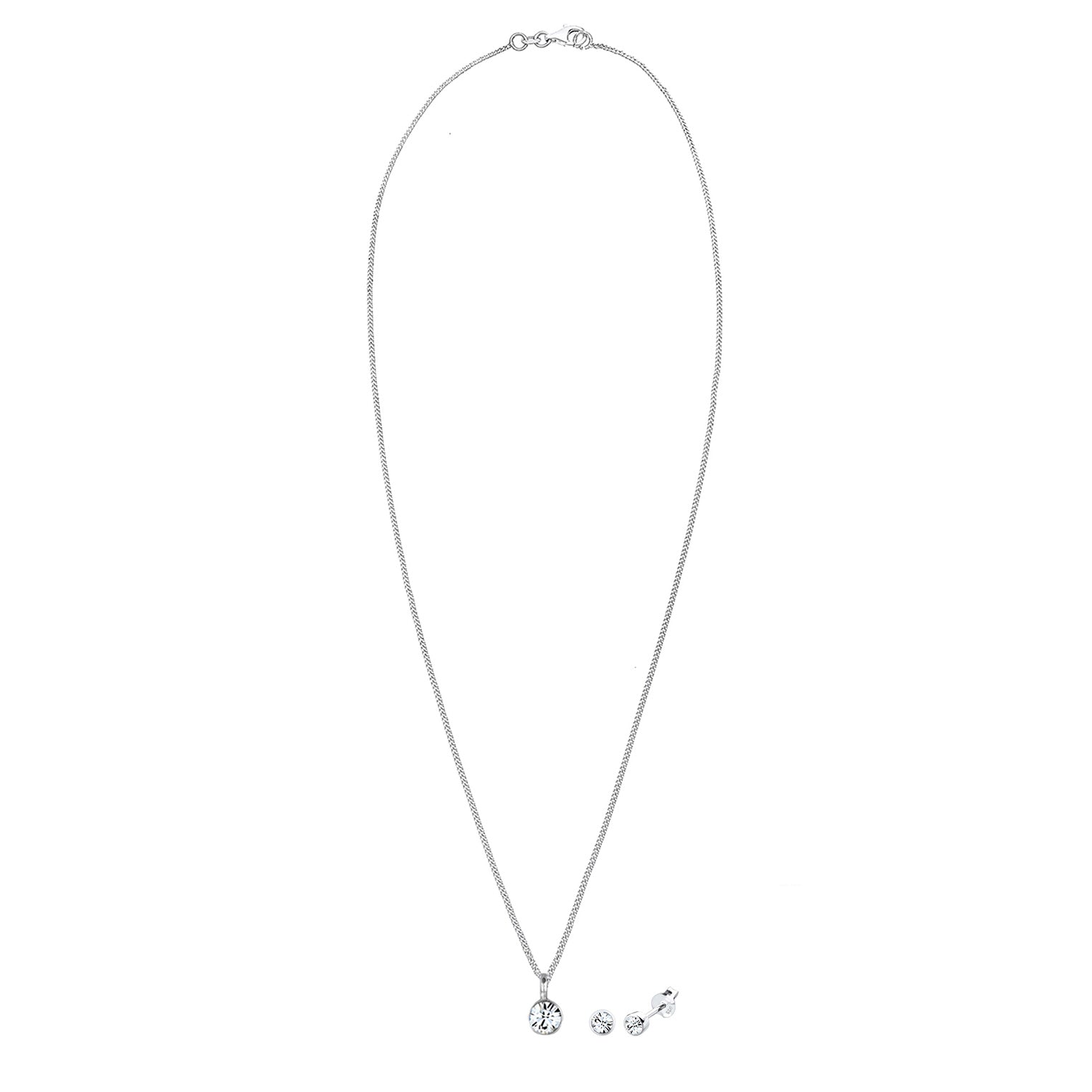 Silber - Elli | Solitär-Kette | Kristall ( Weiß ) | 925er Sterling Silber