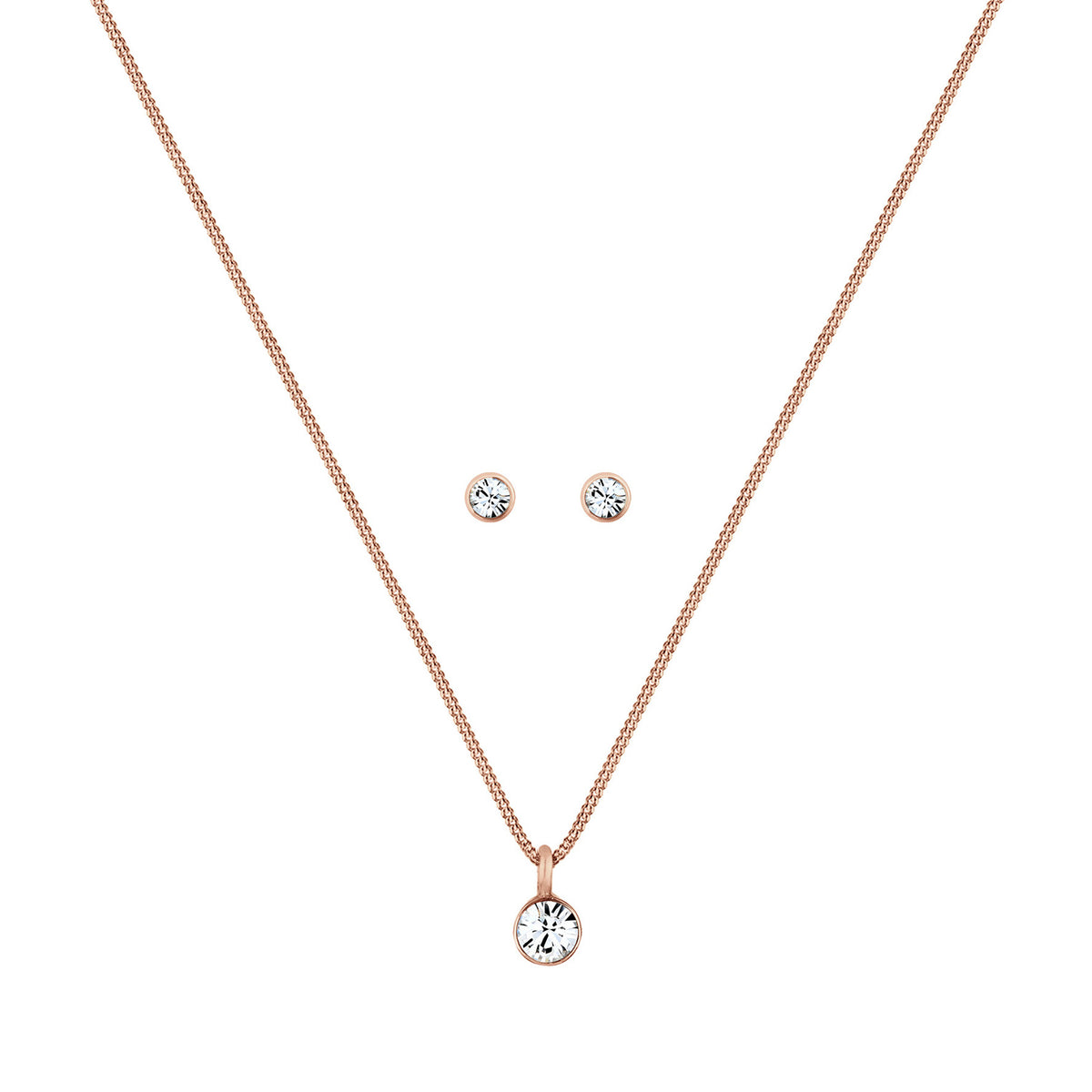 Roségold - Elli | Solitär-Kette | Mit Kristallen von Swarovski® (Weiß) | 925 Sterling Silber Rosegold