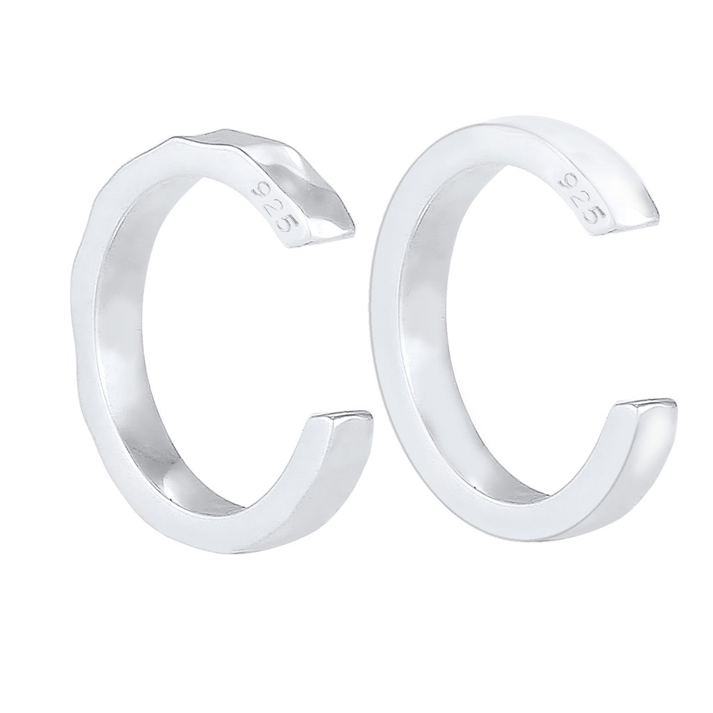 Silber - Elli | Earcuff 2er Set glänzend & gehämmert | 925er Sterling Silber