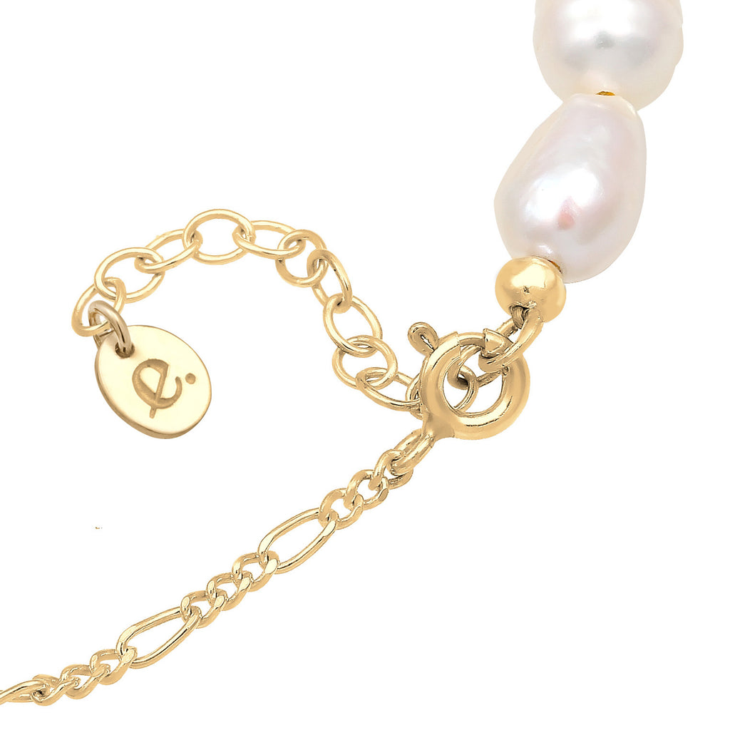 Gold - Elli PREMIUM | Glieder-Armband | Süßwasserperlen | 925 Sterling Silber vergoldet