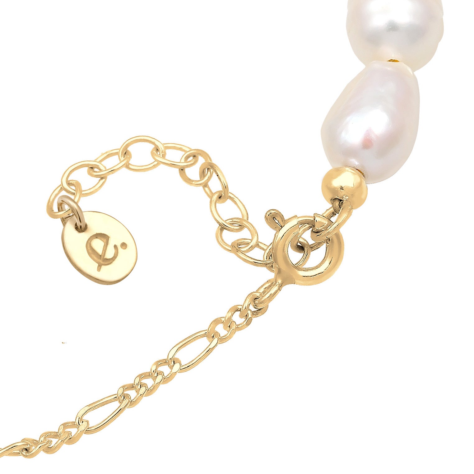 Gold - Elli PREMIUM | Glieder-Armband | Süßwasserperlen | 925 Sterling Silber vergoldet