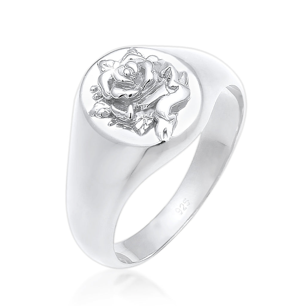 Silber - Elli | Siegelring Rose | 925er Sterling Silber