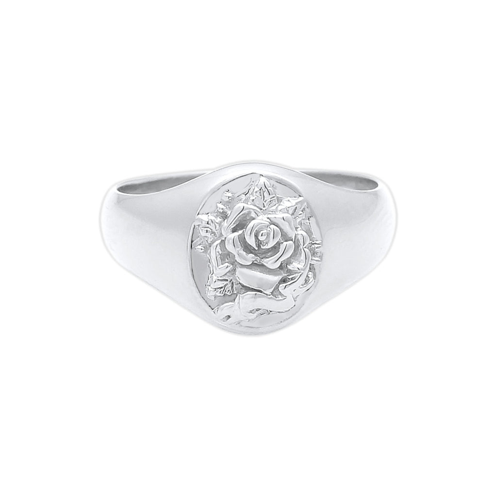 Silber - Elli | Siegelring Rose | 925er Sterling Silber