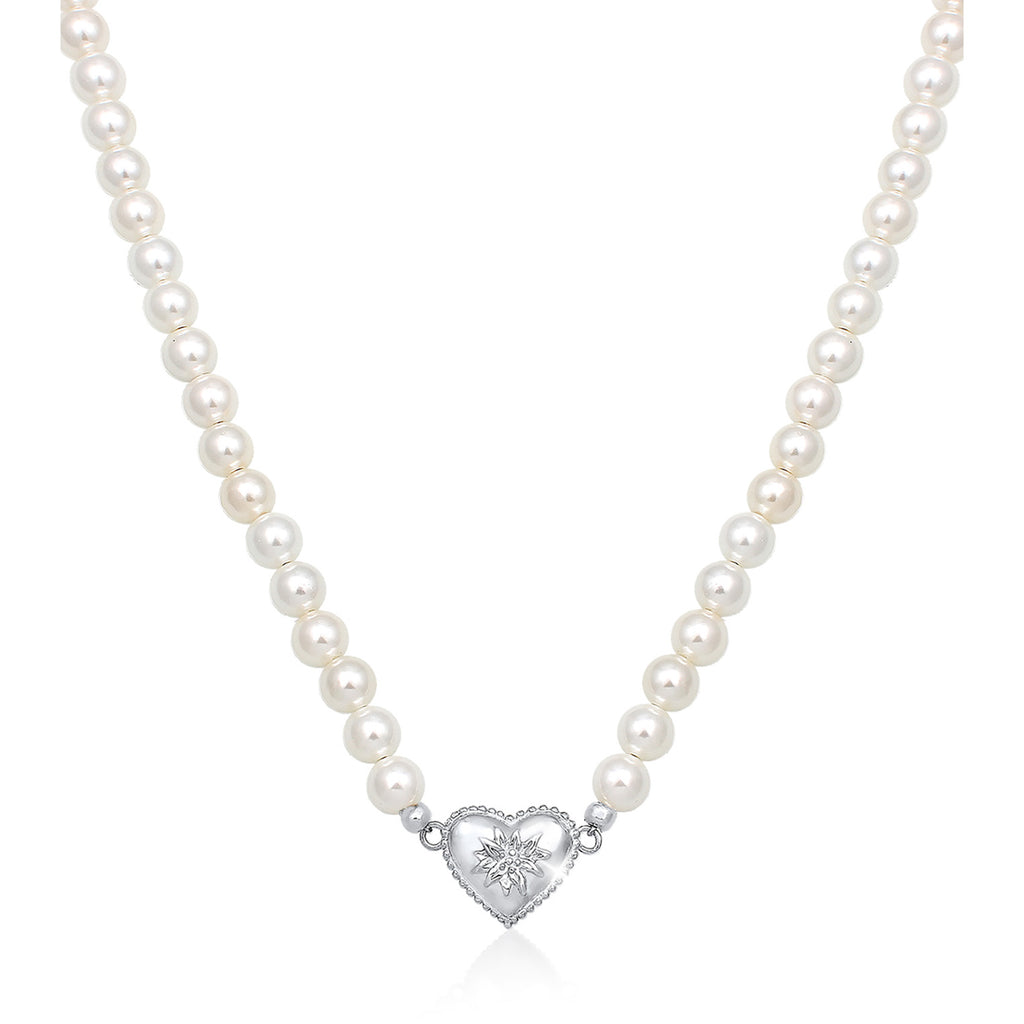 Silber - Elli | Halskette Edelweiss | Perle | 925er Sterling Silber