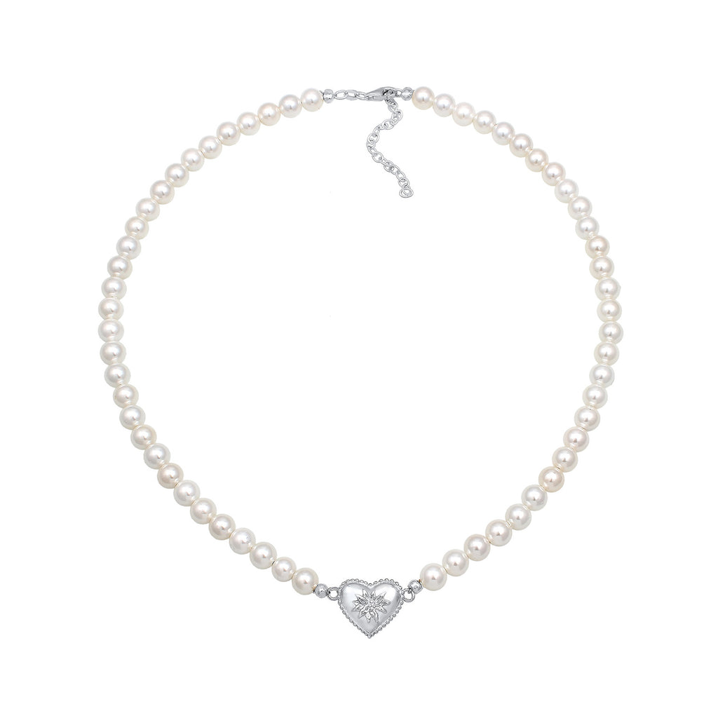 Silber - Elli | Halskette Edelweiss | Perle | 925er Sterling Silber