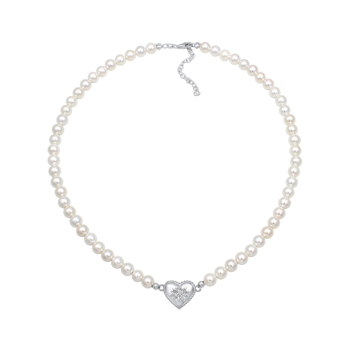 Silber - Elli | Halskette Edelweiss | Perle | 925er Sterling Silber