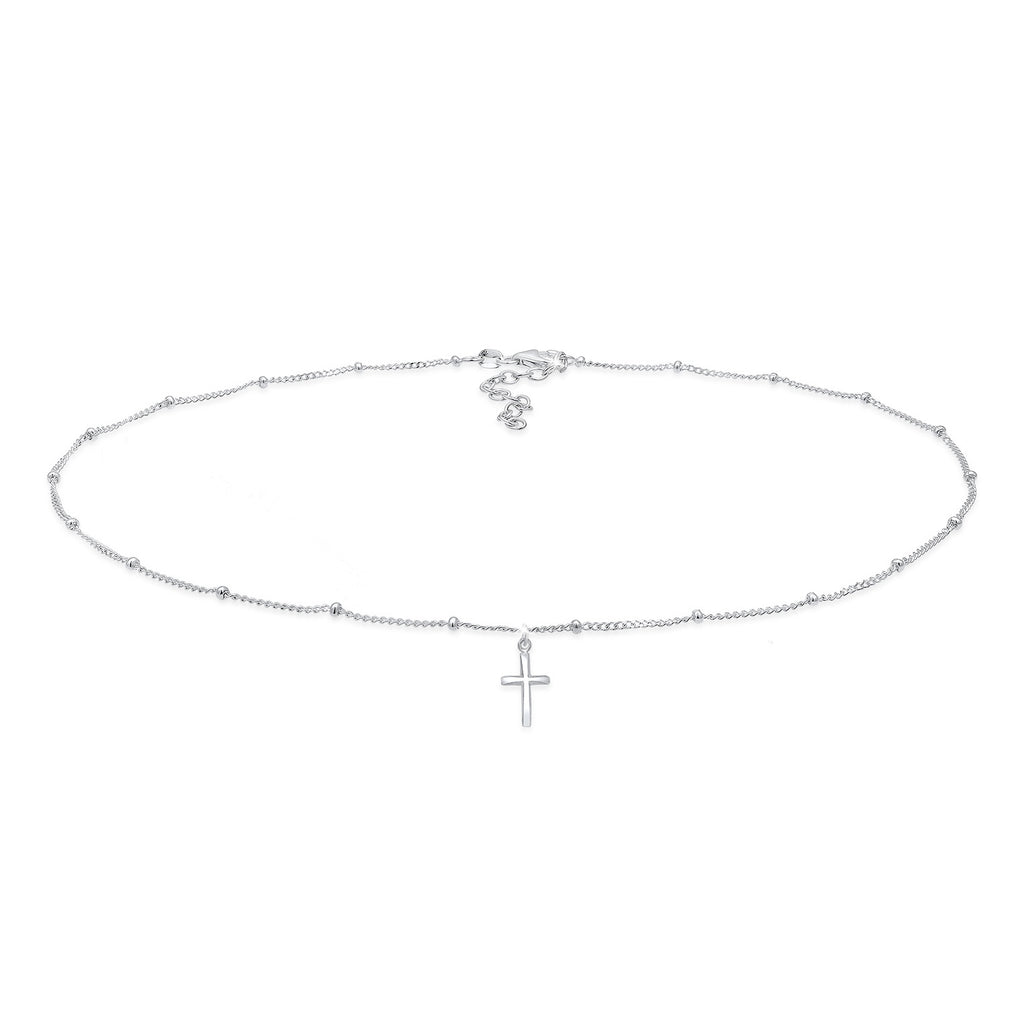 Silber - Elli | Kugel-Choker Kreuz | 925er Sterling Silber