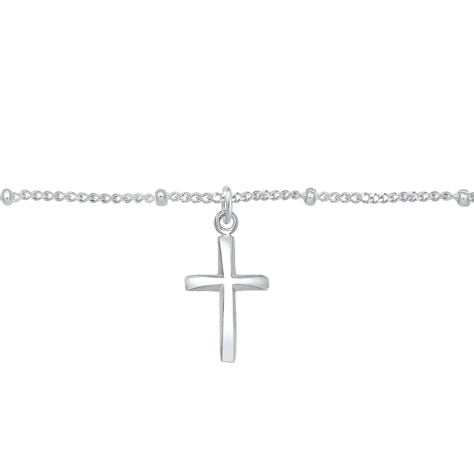 Silber - Elli | Choker Kugelkette Kreuz | 925er Sterling Silber