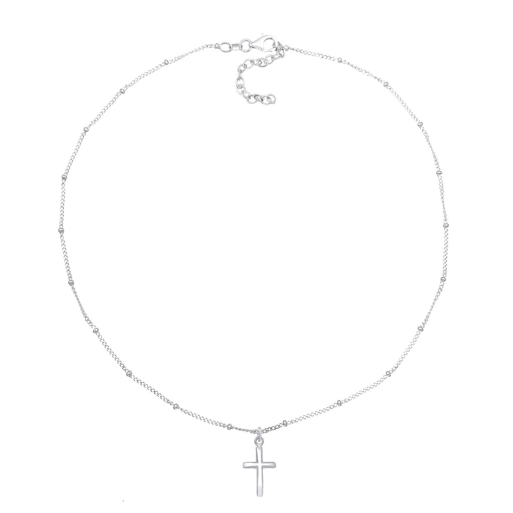 Silber - Elli | Kugel-Choker Kreuz | 925er Sterling Silber
