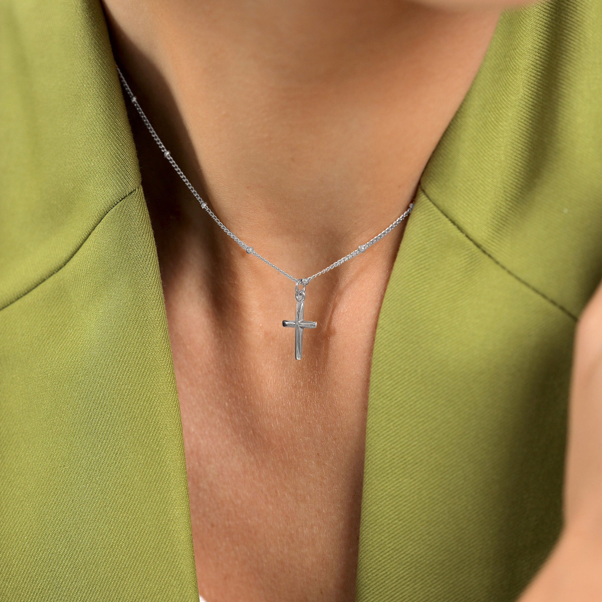 Silber - Elli | Kugel-Choker Kreuz | 925er Sterling Silber