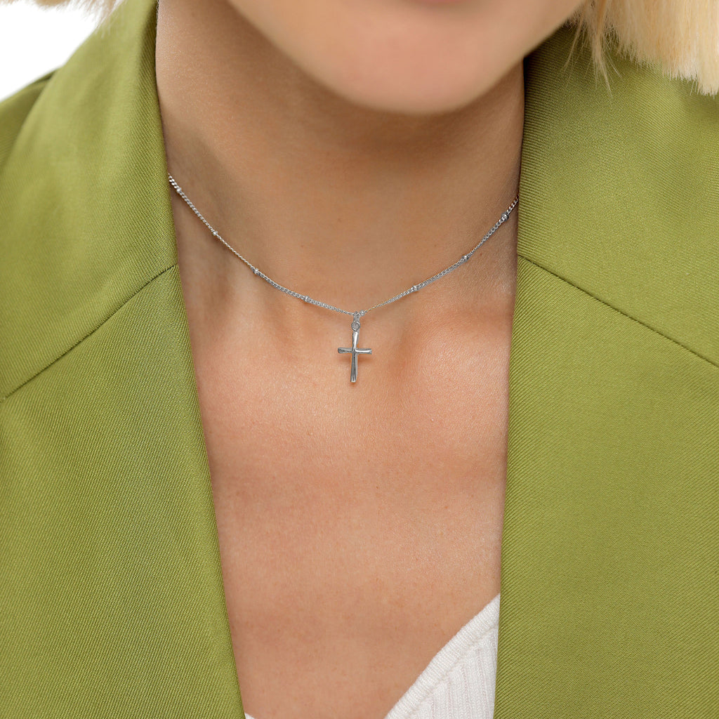 Silber - Elli | Kugel-Choker Kreuz | 925er Sterling Silber