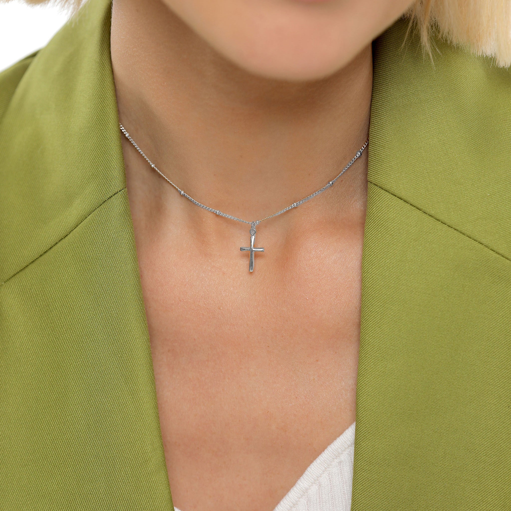 Silber - Elli | Kugel-Choker Kreuz | 925er Sterling Silber