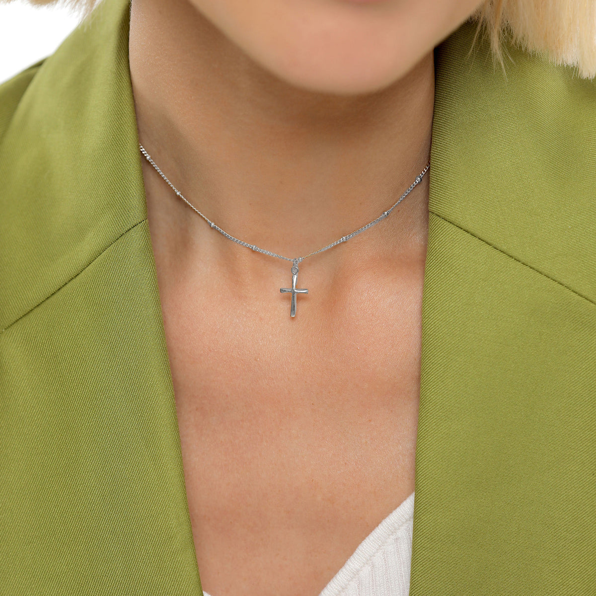 Silber - Elli | Kugel-Choker Kreuz | 925er Sterling Silber