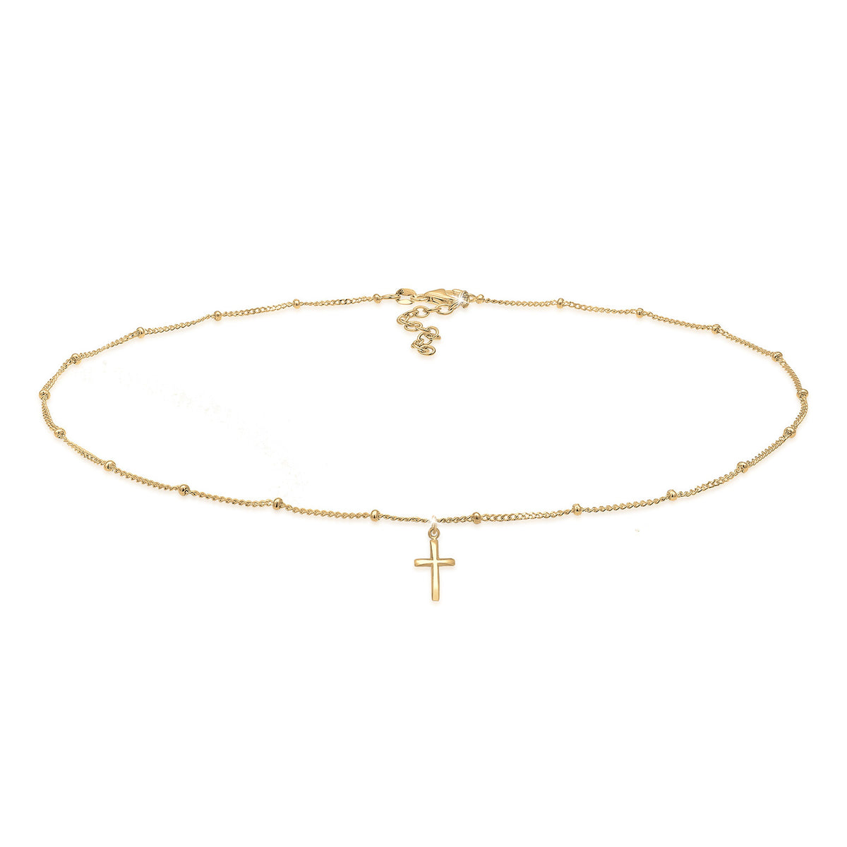 Gold - Elli | Kugel-Choker Kreuz | 925er Sterling Silber vergoldet