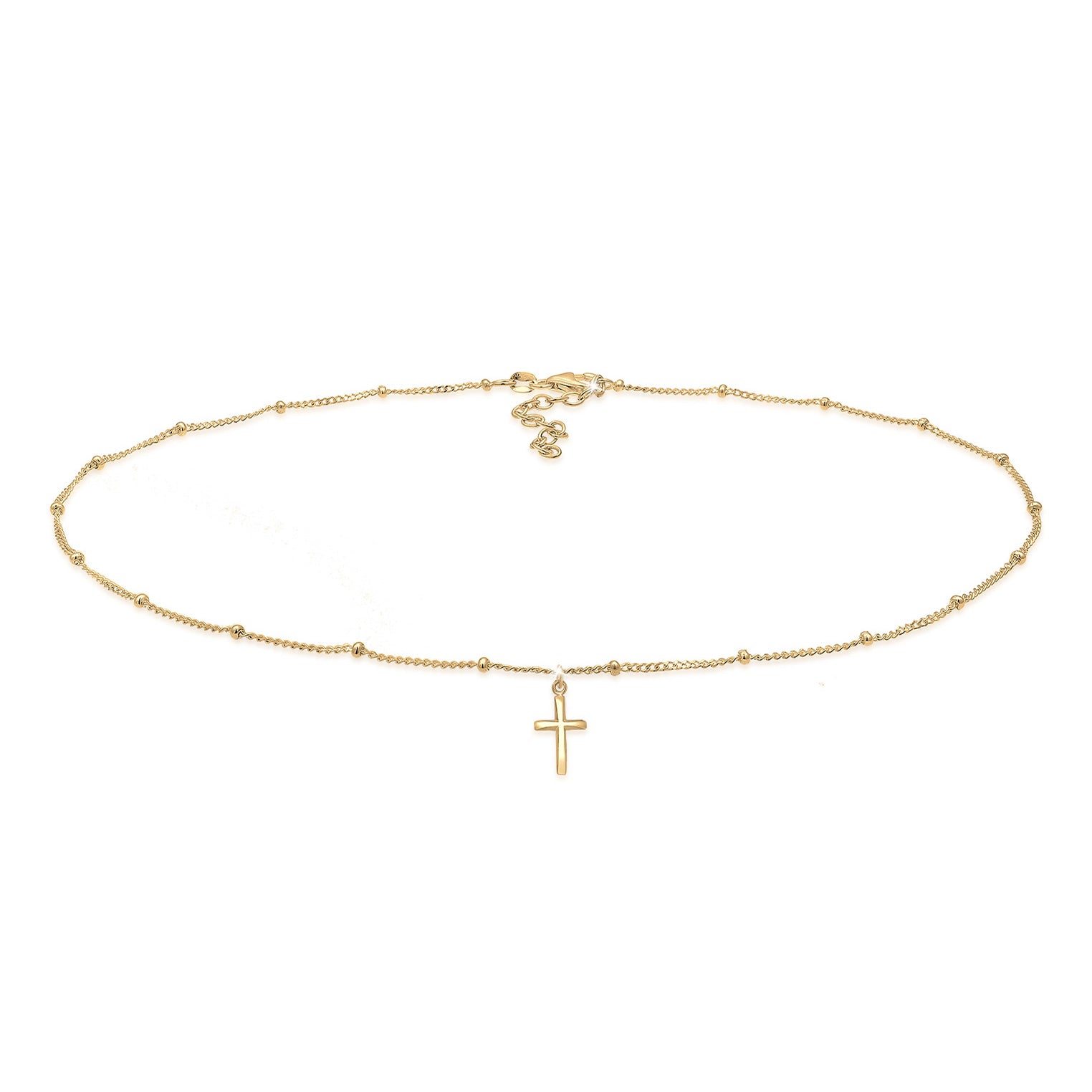 Gold - Elli | Kugel-Choker Kreuz | 925er Sterling Silber vergoldet